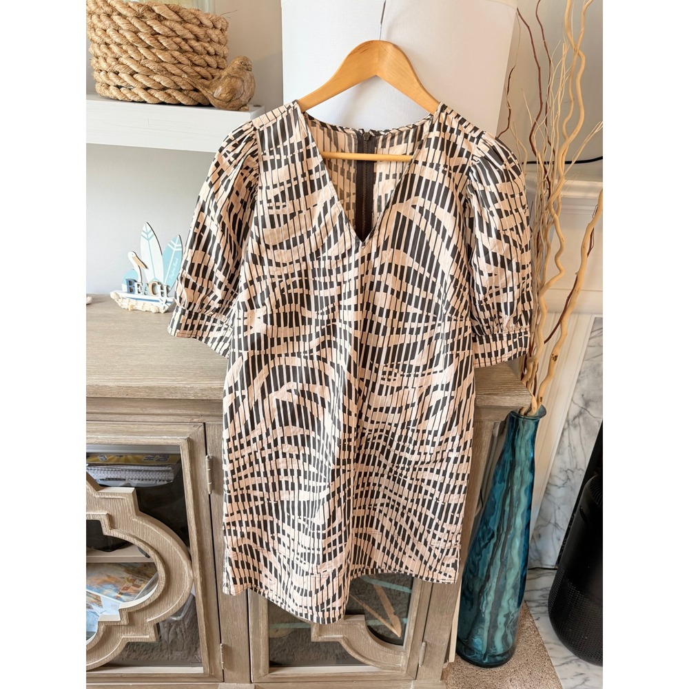 Marie Oliver Ola Dress Womens Tan Black Sahara Print Size 4
